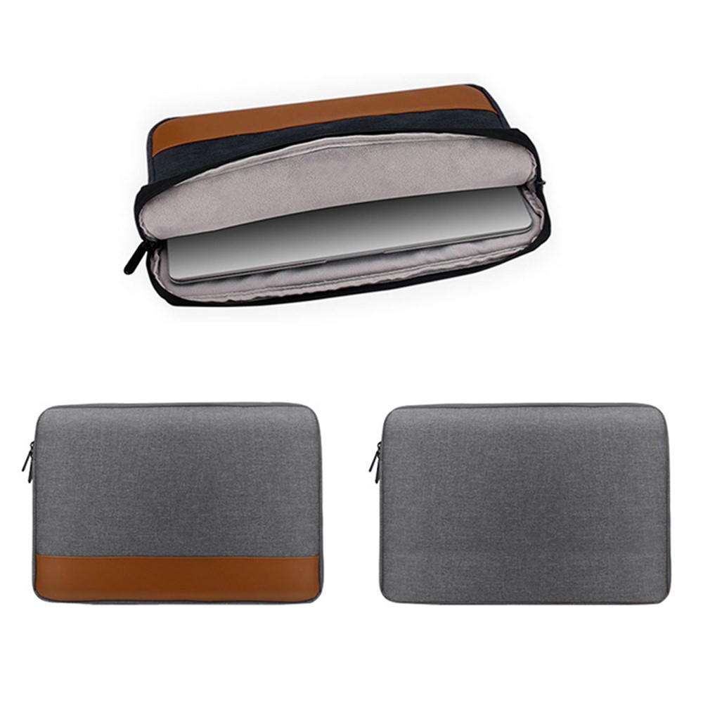 13.3-inch Notebook Color Splicing Sleeve Bag Oxford Cloth+PU Leather Waterproof Shockproof Laptop Carrying Pouch - Grey-4