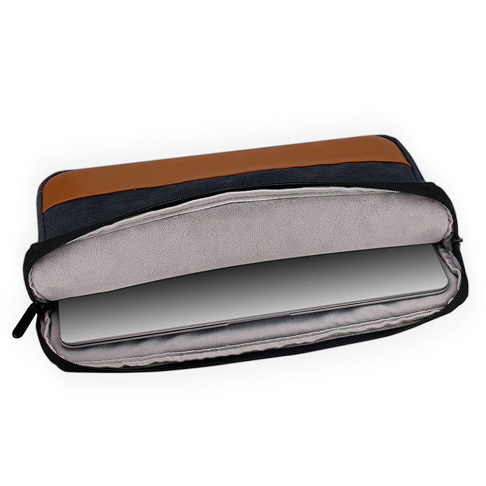 13.3-inch Notebook Color Splicing Sleeve Bag Oxford Cloth+PU Leather Waterproof Shockproof Laptop Carrying Pouch - Grey-5