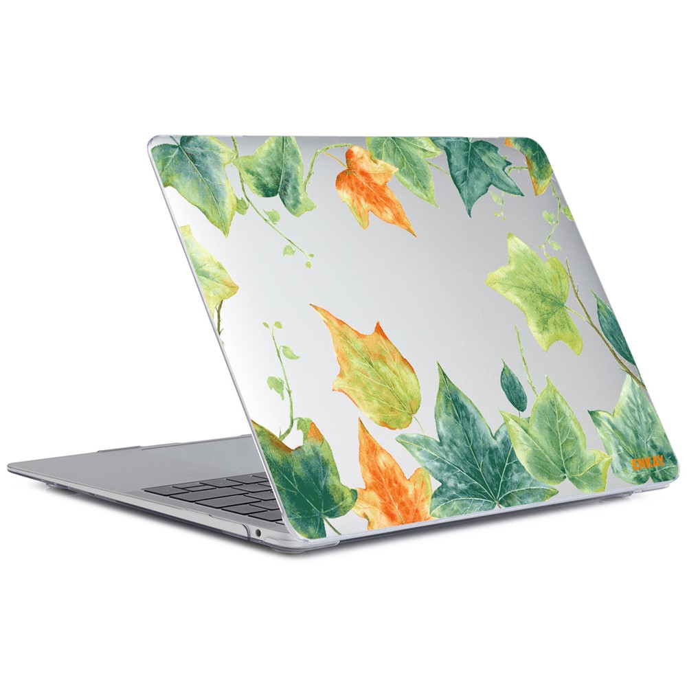 ENKAY Leaf Giraffe Pattern Notebook Case Hard PC Polycarbonate Crystal Clear Laptop Protective Cover for MacBook Pro 15.4'' A1707/A1990 - Ivy-2
