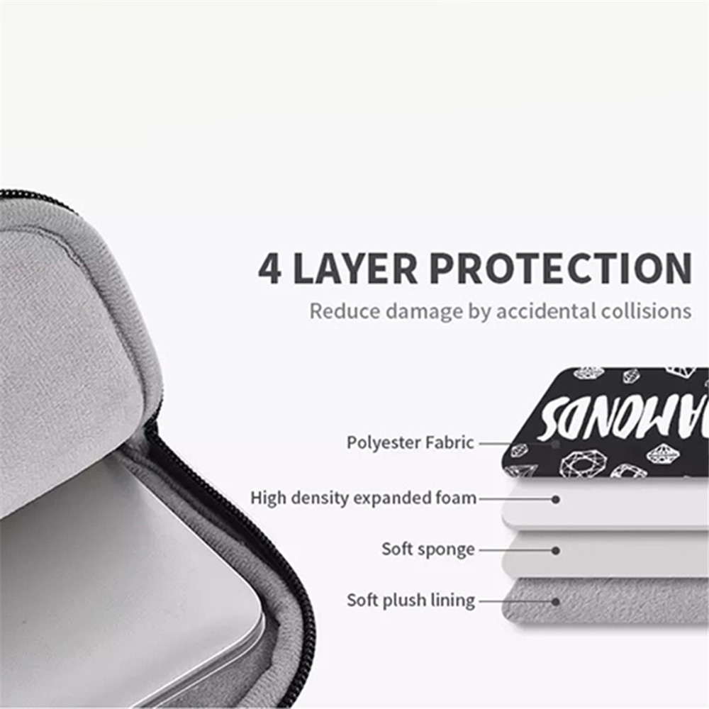 CANVASARTISAN H15-11 Diamond Pattern Soft Lining Laptop Sleeve Storage Bag Notebook Carrying Case for 12-inch Notebook-7