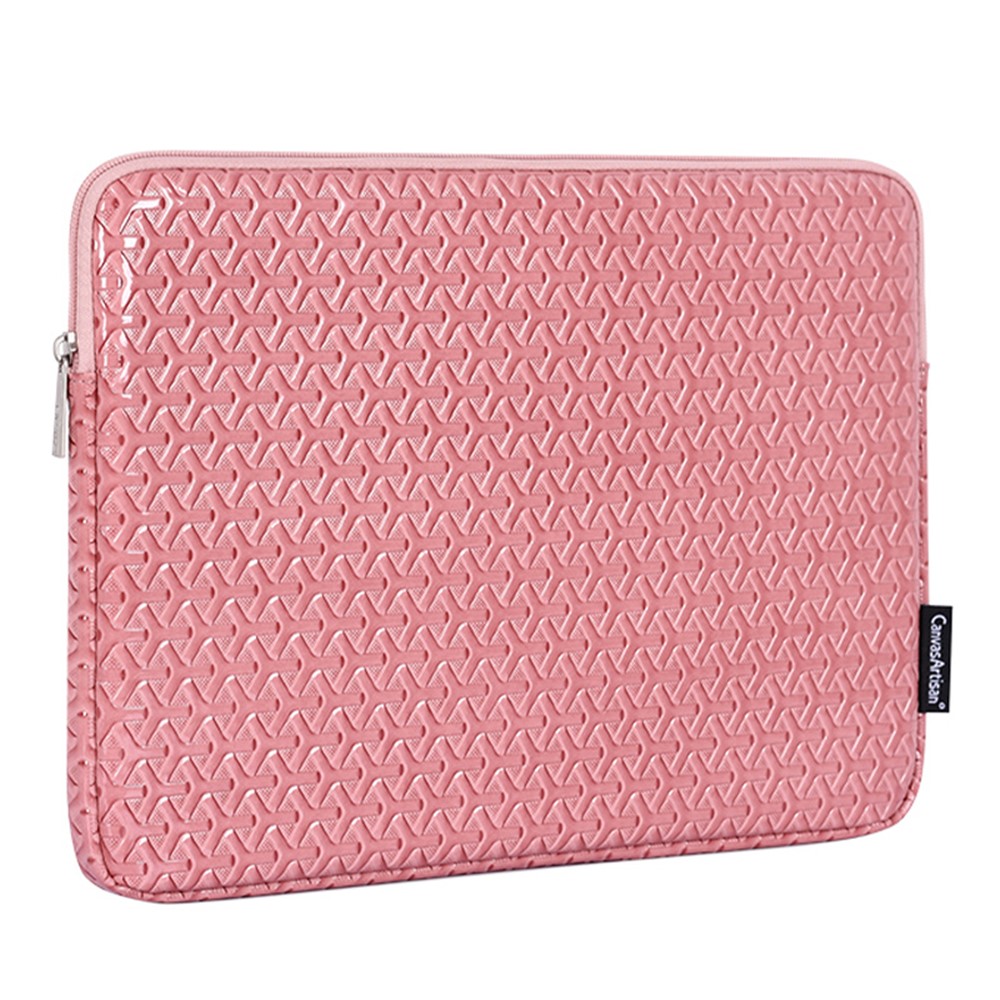 CANVASARTISAN L30-01 Rhombus Pattern PU Leather Laptop Protective Sleeve Notebook Carrying Bag for 14-inch Laptop-1