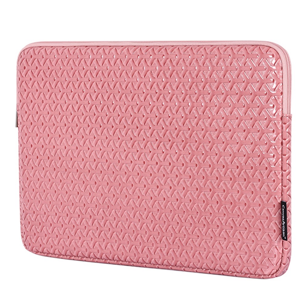 CANVASARTISAN L30-01 Rhombus Pattern PU Leather Laptop Protective Sleeve Notebook Carrying Bag for 14-inch Laptop-3