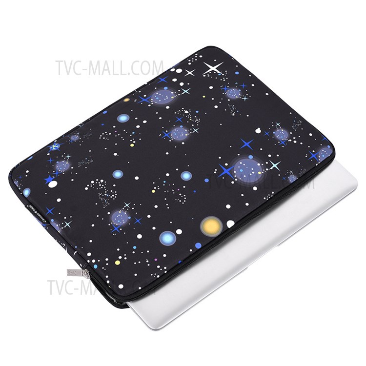 CANVASARTISAN H16-T0123 Starry Sky Pattern Zipper Laptop Sleeve Notebook Bag with Small Storage Bag for 12-inch Laptop-2