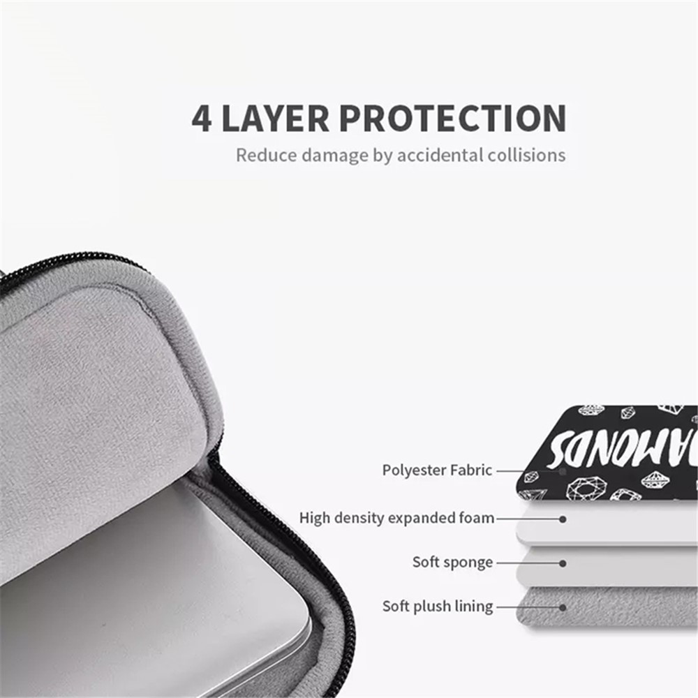 CANVASARTISAN H15-T0121 Diamond Pattern Laptop Bag Zipper Notebook Protective Sleeve Storage Pouch with Small Bag for 11-inch Laptop-6