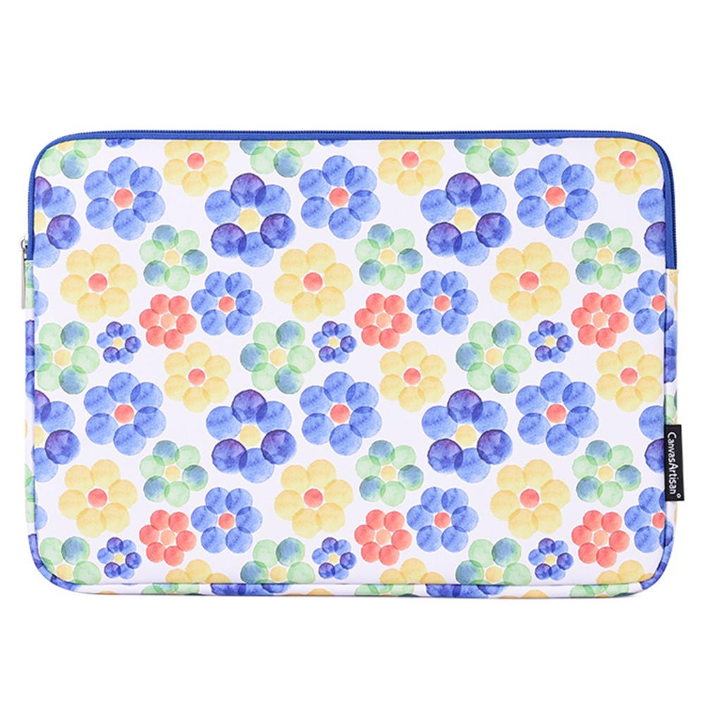 CANVASARTISAN G51-01 PU Leather Flower Pattern Laptop Bag Zipper Notebook Sleeve for 12-inch Laptop-2