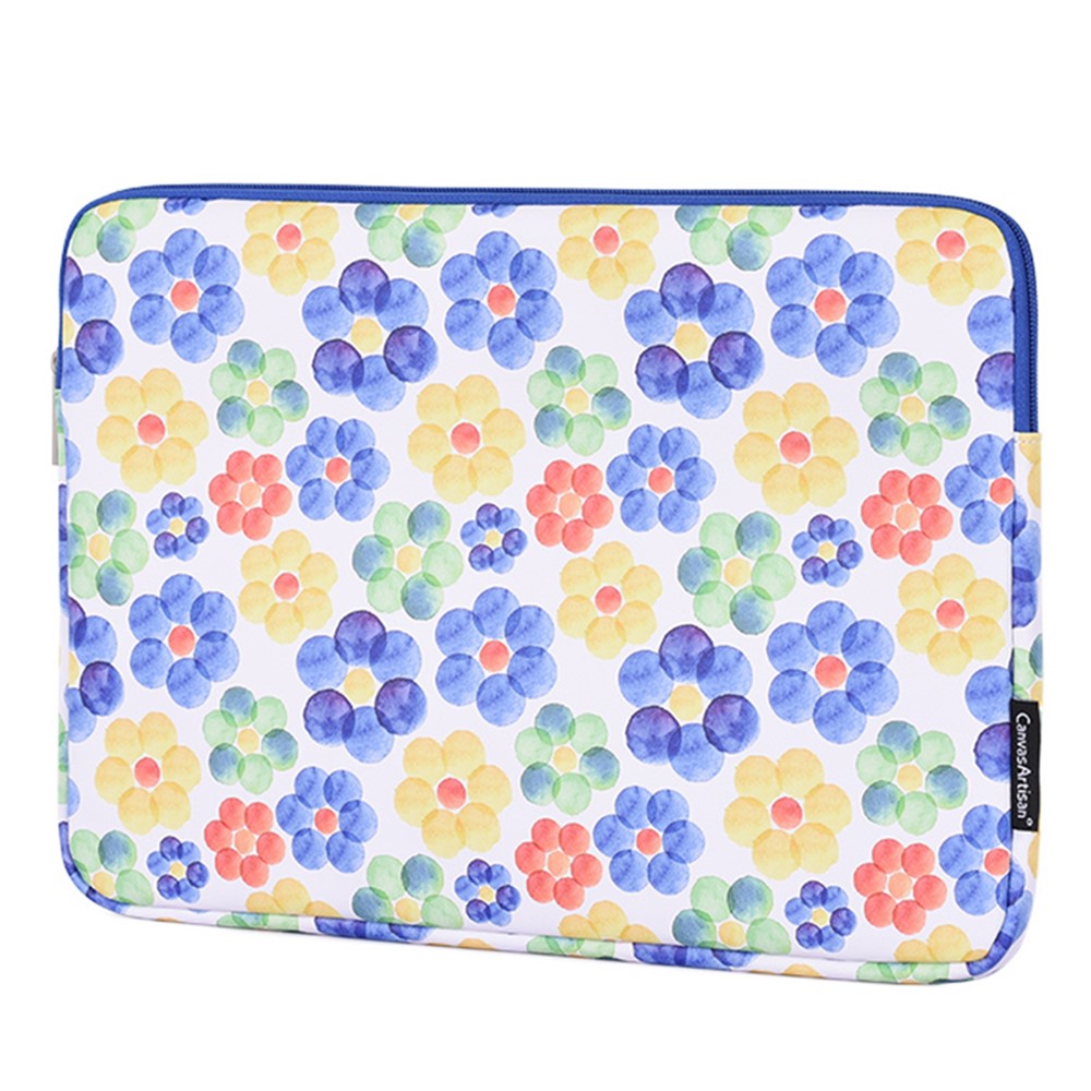 CANVASARTISAN G51-01 PU Leather Flower Pattern Laptop Bag Zipper Notebook Sleeve for 12-inch Laptop-3