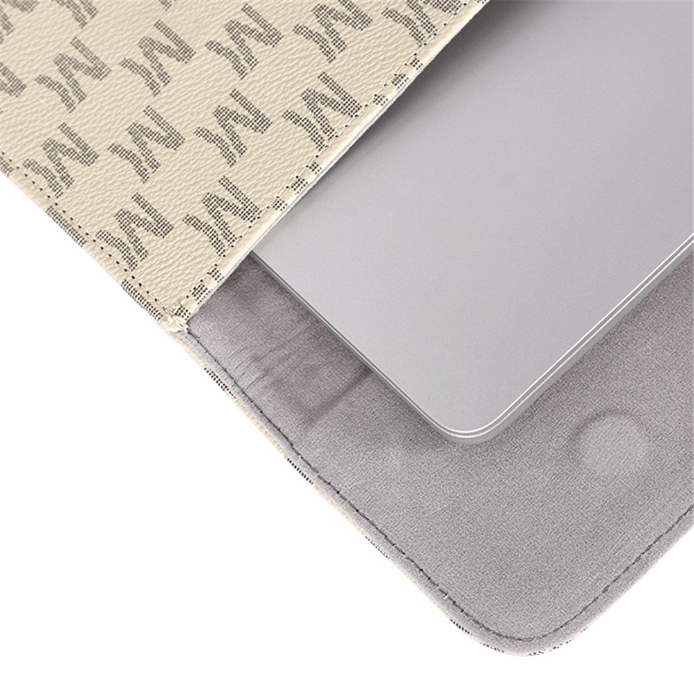 CANVASARTISAN E60-01 15-inch Laptop Shockproof Sleeve Bag PU Leather Carrying Case with Letter M Pattern-8