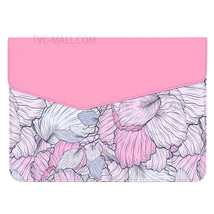 CANVASARTISAN E56-13 Portable 14-inch Laptop PU Leather Carrying Bag Magnetic Closure Flower Pattern Notebook Sleeve-1