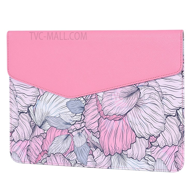 CANVASARTISAN E56-13 Portable 14-inch Laptop PU Leather Carrying Bag Magnetic Closure Flower Pattern Notebook Sleeve-2