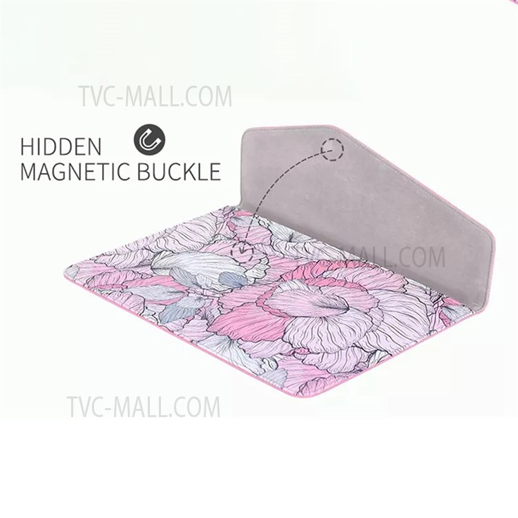 CANVASARTISAN E56-13 Portable 14-inch Laptop PU Leather Carrying Bag Magnetic Closure Flower Pattern Notebook Sleeve-4