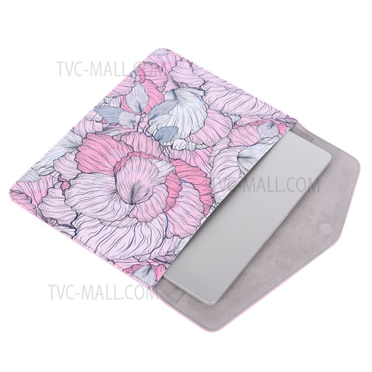 CANVASARTISAN E56-13 Portable 14-inch Laptop PU Leather Carrying Bag Magnetic Closure Flower Pattern Notebook Sleeve-5