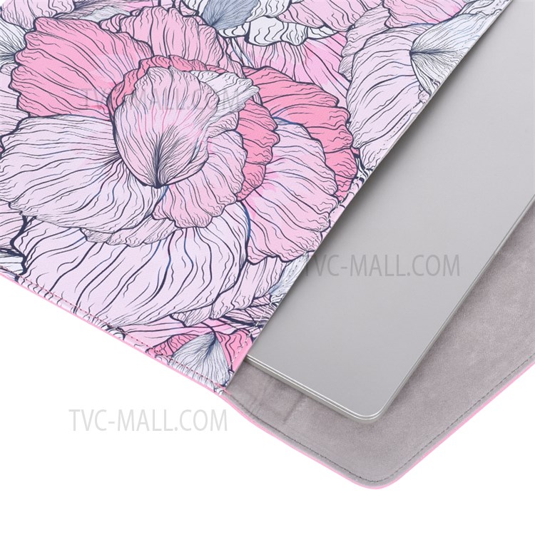 CANVASARTISAN E56-13 Portable 14-inch Laptop PU Leather Carrying Bag Magnetic Closure Flower Pattern Notebook Sleeve-8