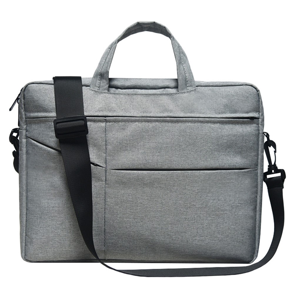 15.6 inch Notebook Carrying Pouch Multi-pockets Design Oxford Cloth Waterproof Laptop Zipper Handbag Crossbody Bag - Grey-1