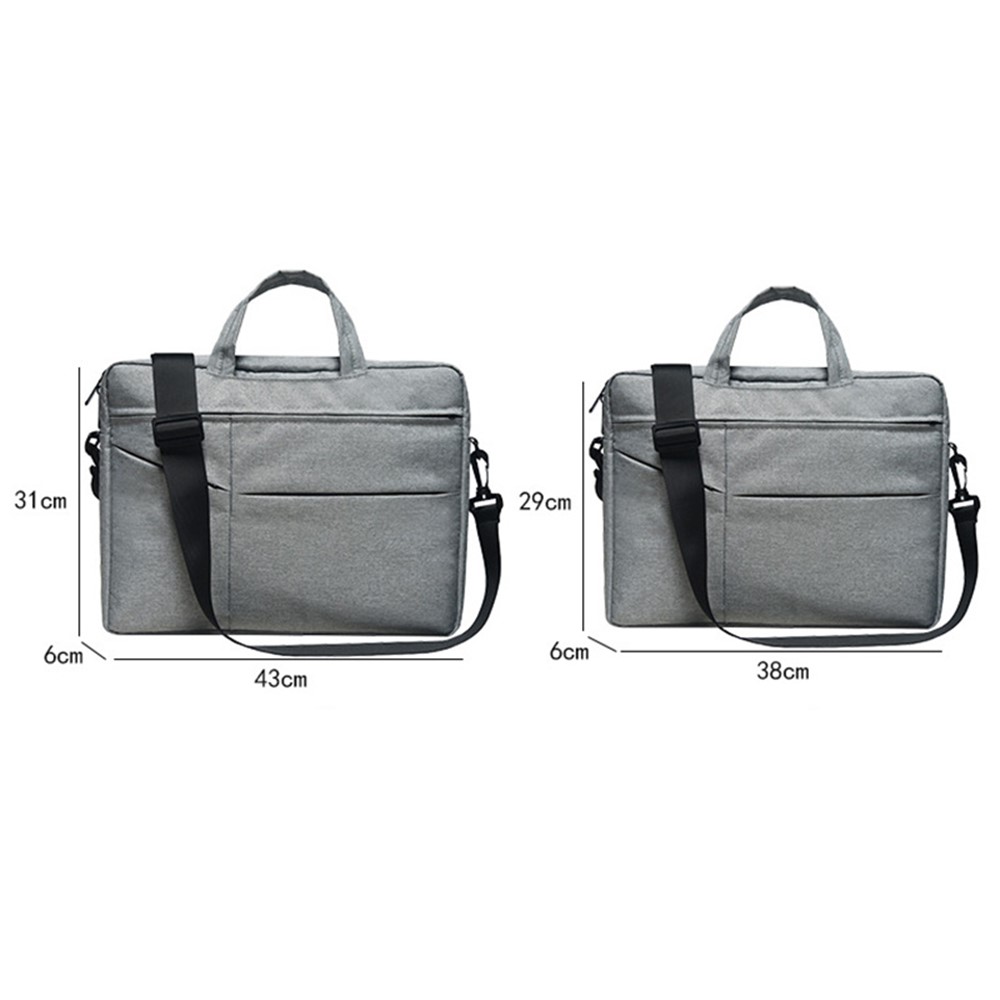 15.6 inch Notebook Carrying Pouch Multi-pockets Design Oxford Cloth Waterproof Laptop Zipper Handbag Crossbody Bag - Grey-10