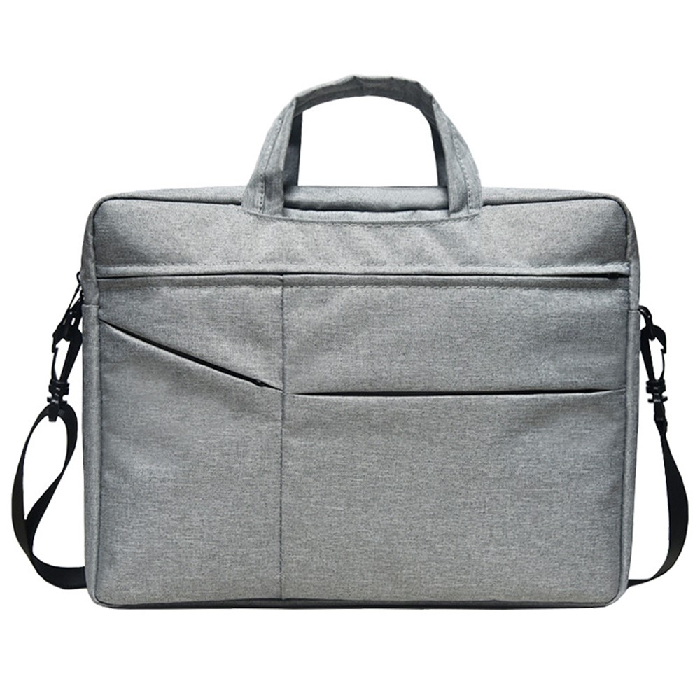 15.6 inch Notebook Carrying Pouch Multi-pockets Design Oxford Cloth Waterproof Laptop Zipper Handbag Crossbody Bag - Grey-3