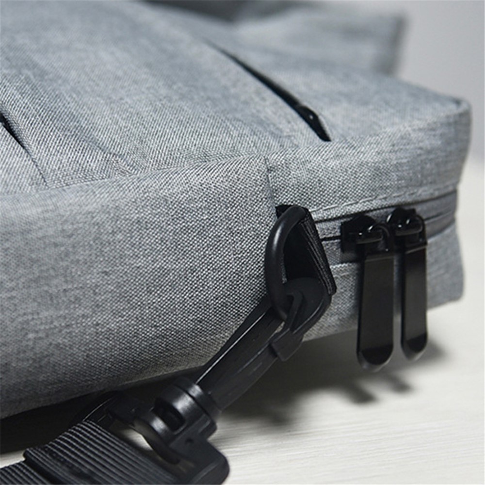 15.6 inch Notebook Carrying Pouch Multi-pockets Design Oxford Cloth Waterproof Laptop Zipper Handbag Crossbody Bag - Grey-7