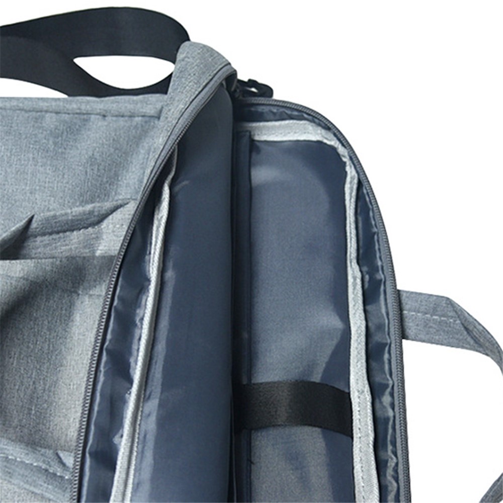 15.6 inch Notebook Carrying Pouch Multi-pockets Design Oxford Cloth Waterproof Laptop Zipper Handbag Crossbody Bag - Grey-8