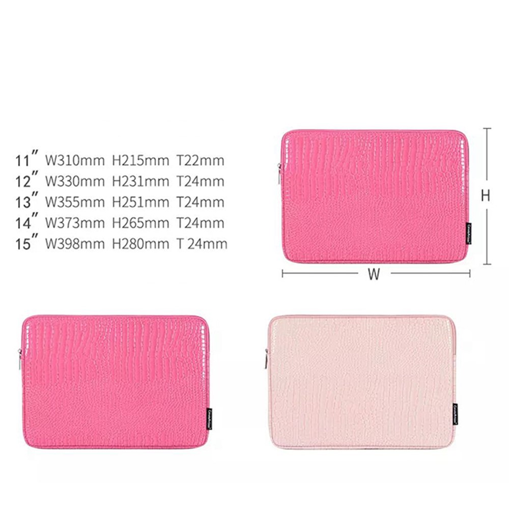 CANVASARTISAN L32-03 Crocodile Texture PU Leather Laptop Sleeve Bag Notebook Carrying Case - Pink/for 15-inch Laptop-10