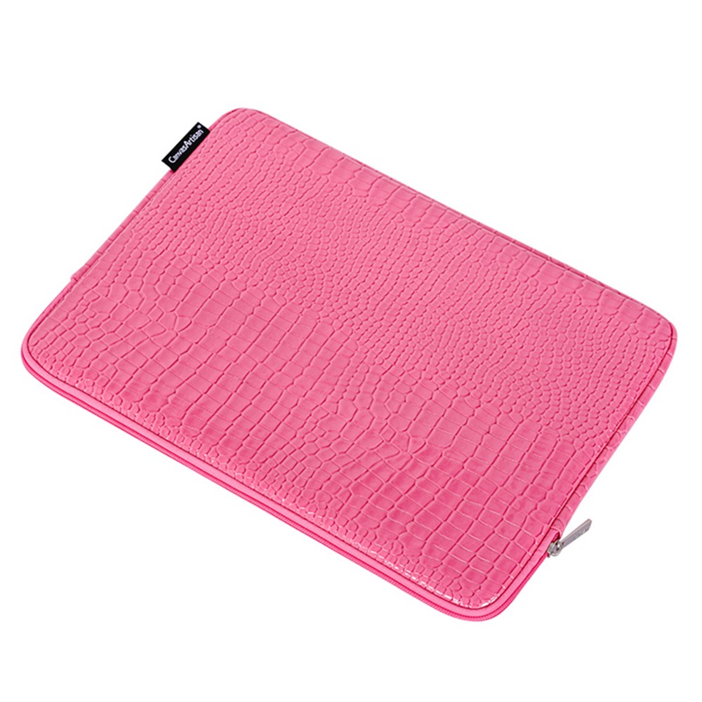 CANVASARTISAN L32-03 Crocodile Texture PU Leather Laptop Sleeve Bag Notebook Carrying Case - Pink/for 15-inch Laptop-5