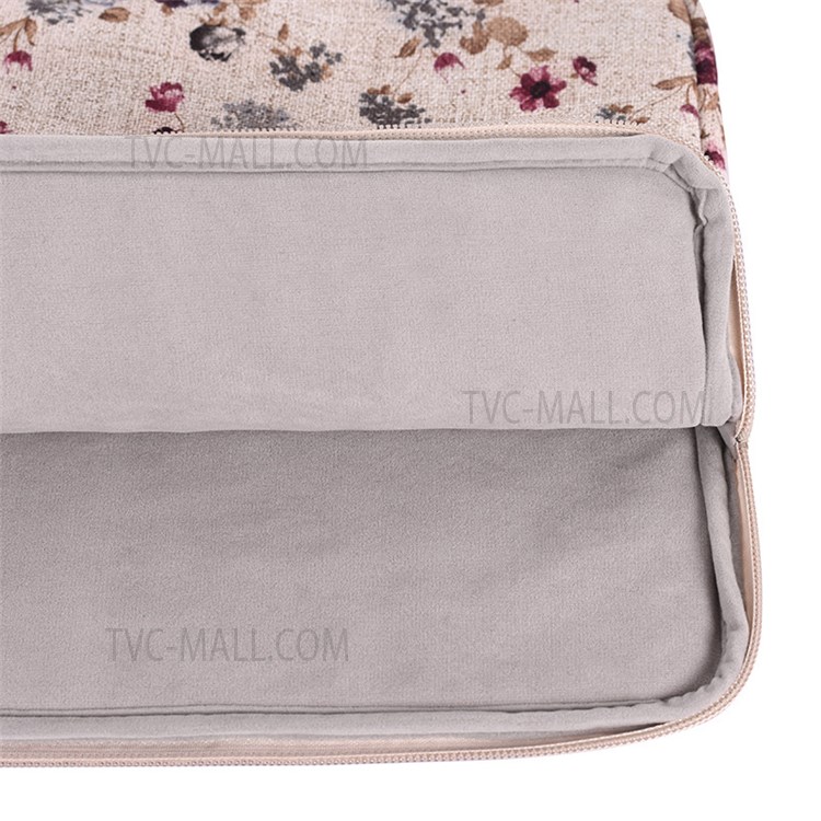 CANVASARTISAN H2-T0223 Soft Liner Full Prottection Laptop Sleeve Flower Pattern Notebook Carrying Case with Small Bag - White/for 11-inch Laptop-7