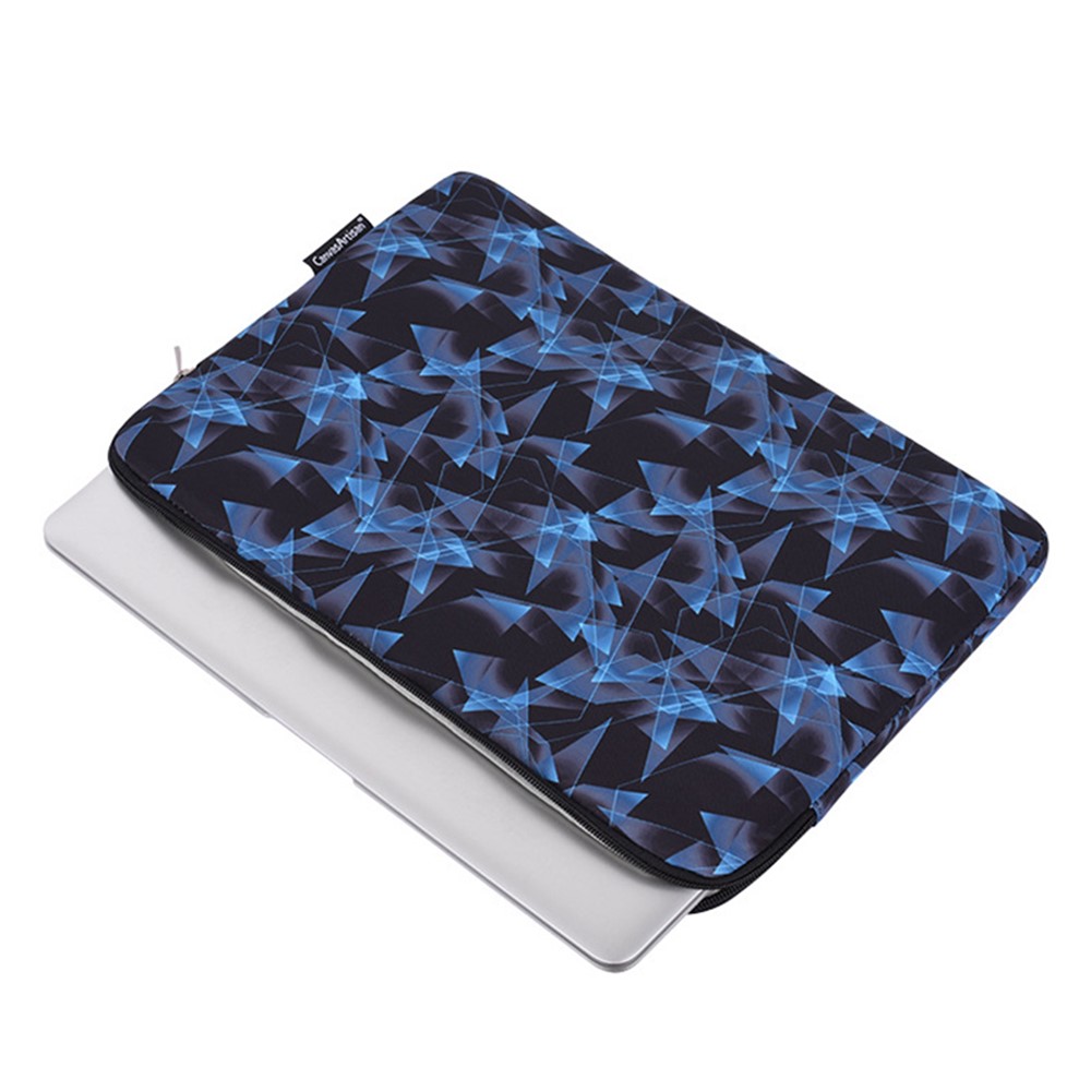 CANVASARTISAN H11-T0121 3D Diamond Pattern PU Leather Shockproof Laptop Sleeve Zipper Notebook Case with Small Bag - Blue/for 11-inch Laptop-3