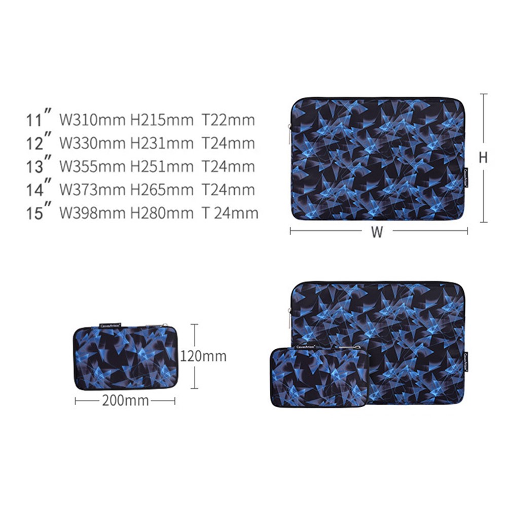 CANVASARTISAN H11-T0121 3D Diamond Pattern PU Leather Shockproof Laptop Sleeve Zipper Notebook Case with Small Bag - Blue/for 11-inch Laptop-5