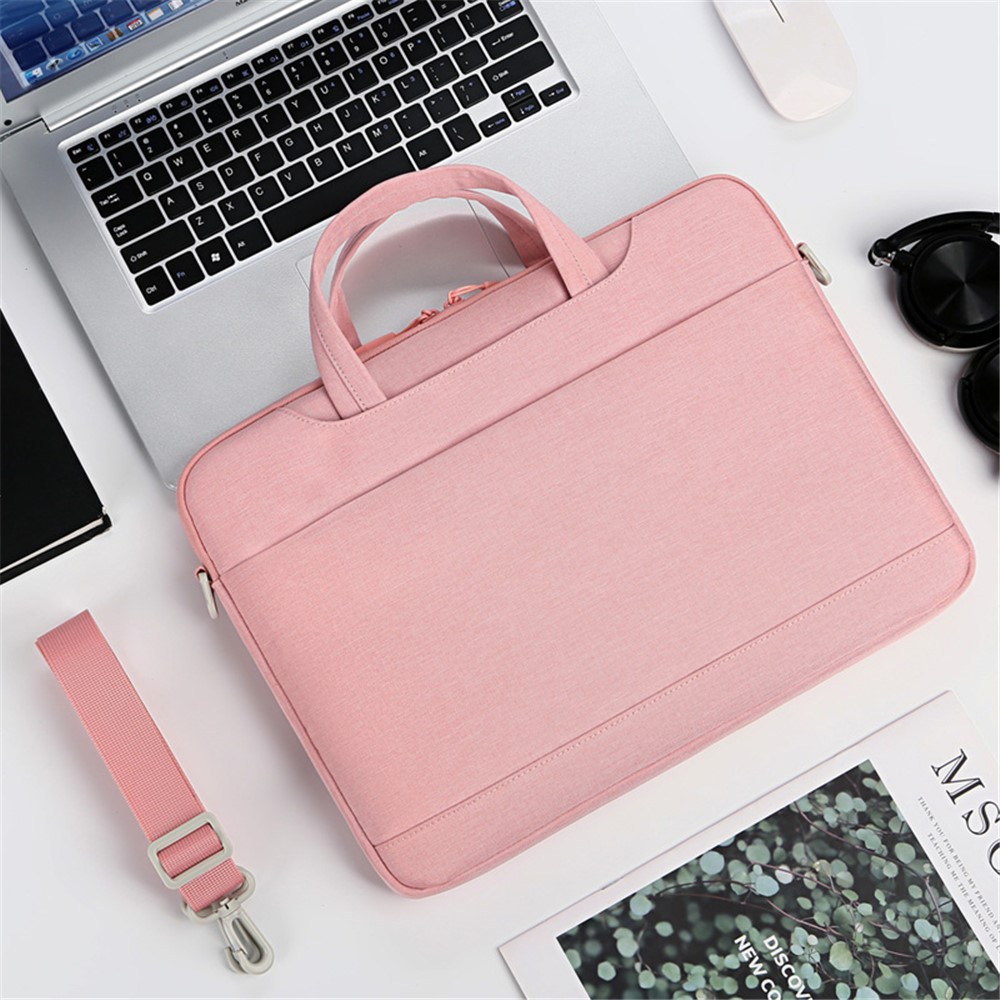 P510 Business Style Laptop Bag Notebook Sleeve Computer Sleeve 14'' Laptop Handbag with Shoulder Strap - Pink-3