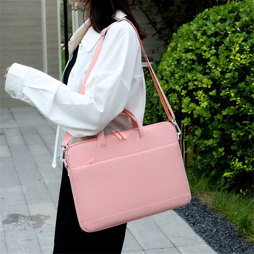 P510 Business Style Laptop Bag Notebook Sleeve Computer Sleeve 14'' Laptop Handbag with Shoulder Strap - Pink-8