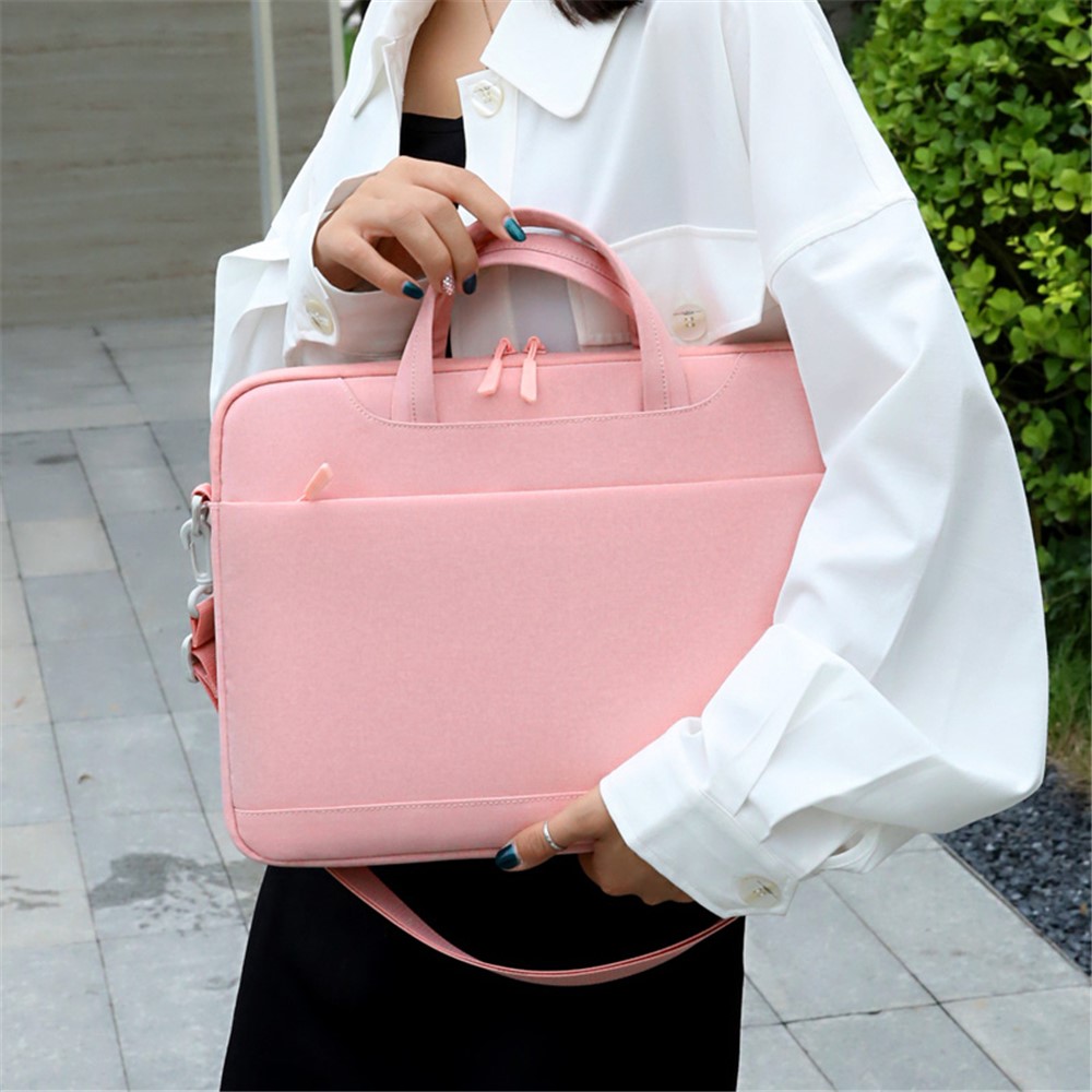 P510 Business Style Laptop Bag Notebook Sleeve Computer Sleeve 14'' Laptop Handbag with Shoulder Strap - Pink-9