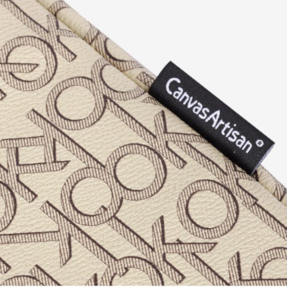 CANVASARTISAN G61-01 Letter OK Printed PU Leather Laptop Sleeve Protective Cover Notebook Case - Khaki/for 11-inch Laptop-4