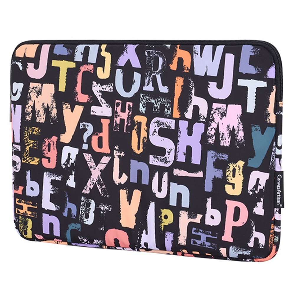 CANVASARTISAN H18-T0121 Laptop Sleeve Letters Printing Ultra Slim Notebook Case with Small Bag - Black/for 11-inch Laptop-2