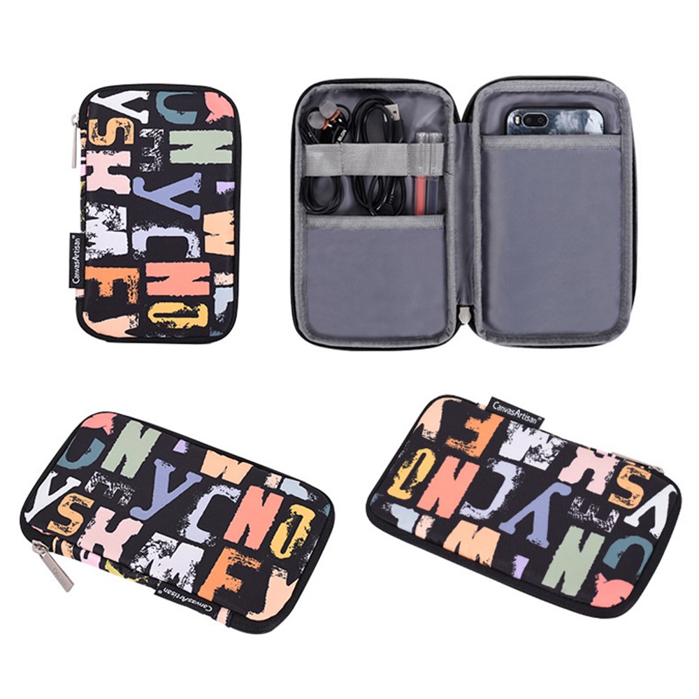 CANVASARTISAN H18-T0121 Laptop Sleeve Letters Printing Ultra Slim Notebook Case with Small Bag - Black/for 11-inch Laptop-6