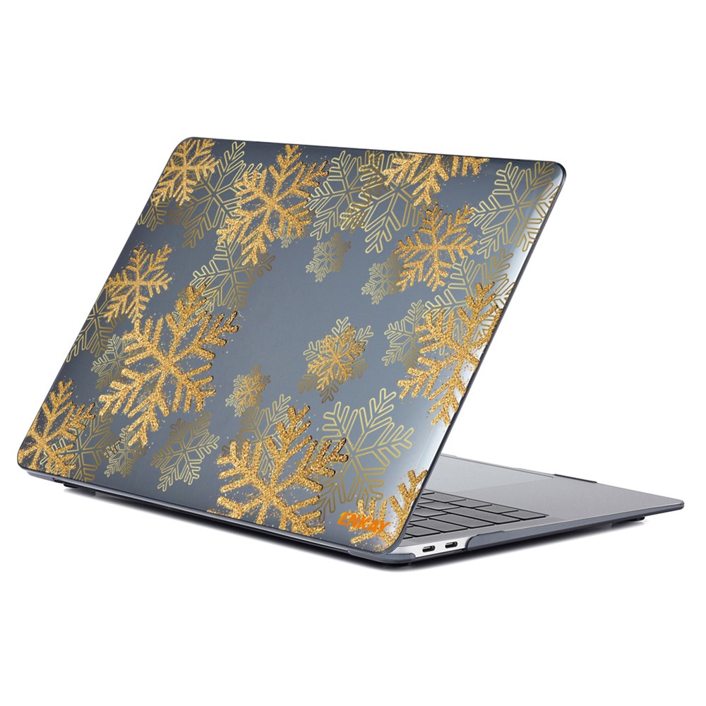 ENKAY HAT PRINCE for MacBook Pro 16 inch (2019) A2141 Vintage Flowers Pattern Hard PC Two-Piece Structure Crystal Sheer Laptop Case - Gold Snowflake