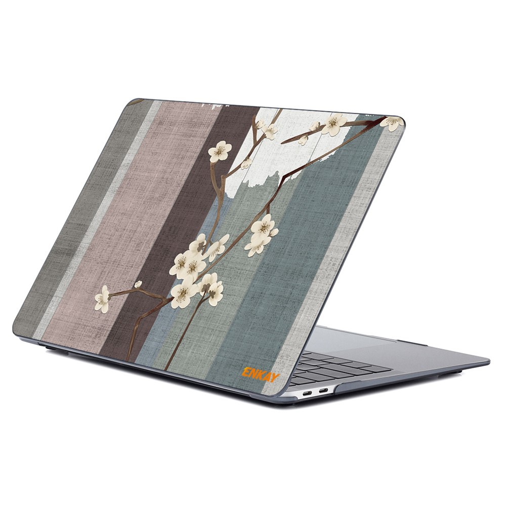 ENKAY HAT PRINCE for MacBook Pro 16 inch (2019) A2141 Vintage Flowers Pattern Hard PC Two-Piece Structure Crystal Sheer Laptop Case - Plum Blossom