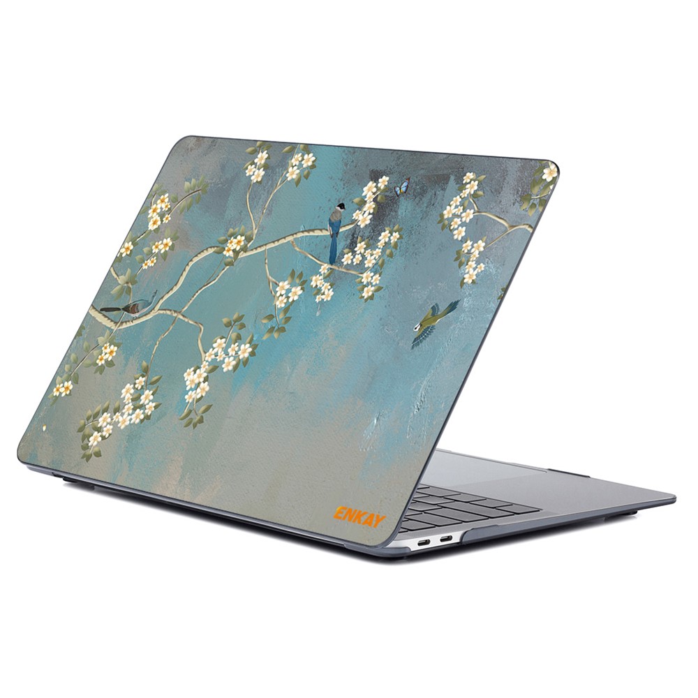 ENKAY HAT PRINCE for MacBook Pro 16 inch (2019) A2141 Vintage Flowers Pattern Hard PC Two-Piece Structure Crystal Sheer Laptop Case - Yulan Magnolia