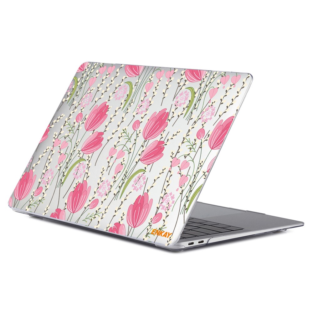 ENKAY HAT PRINCE for MacBook Pro 16 inch (2019) A2141 Anti-Scratch Flowers Series Patterned Crystal Sheer Hard PC Laptop Case - Tulip