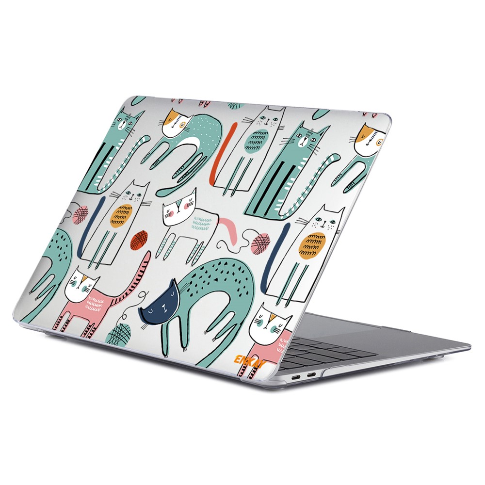 ENKAY HAT PRINCE Cartoon Pattern Notebook Cover for MacBook Pro 13 inch (2016-2017) A1706 A1708 /(2018-2019) A1989/ (2019) A2159 Laptop Protector Heat Dissipation Hard PC Case - Cat
