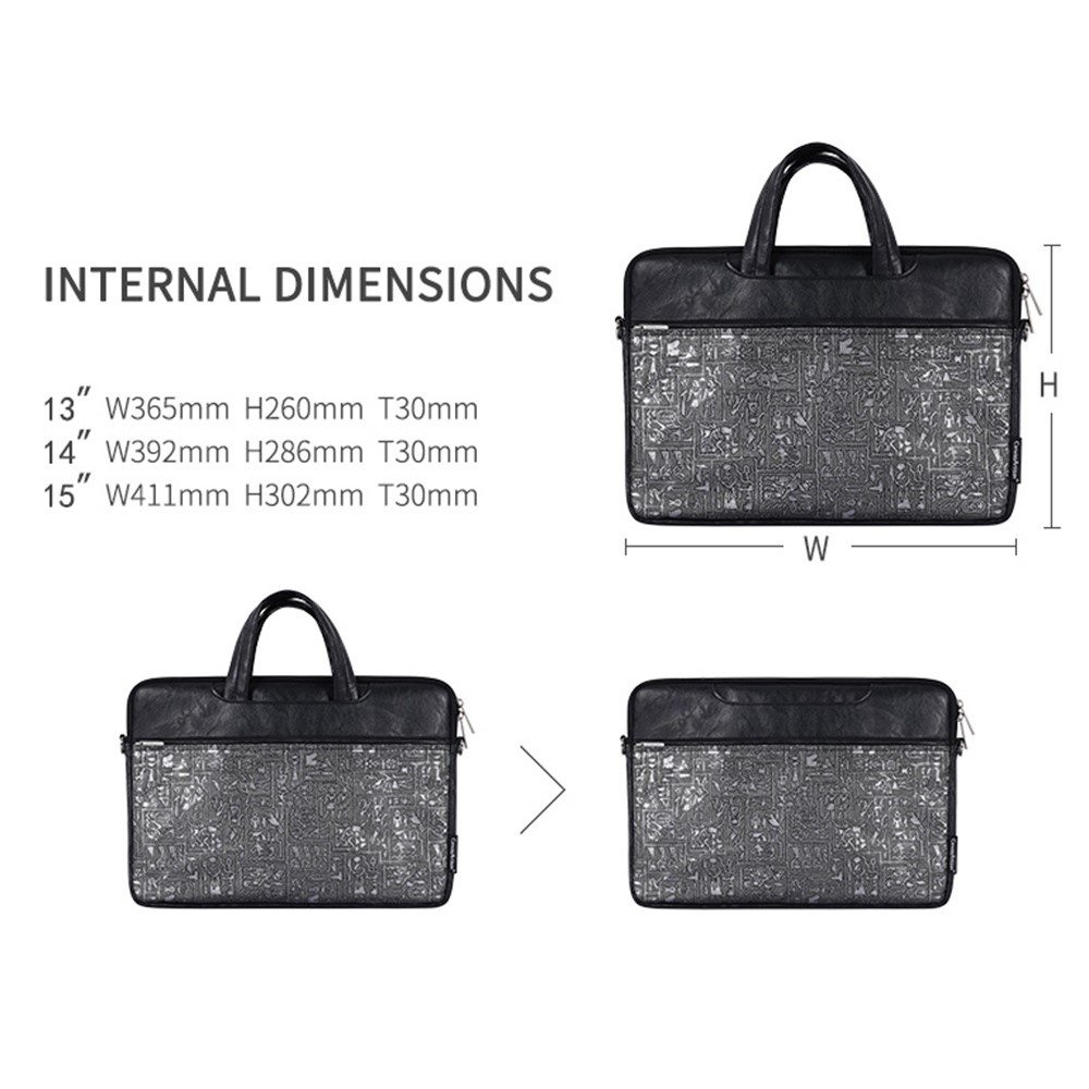 Canvasartisan L27-C22 15 '' Bolsa De Computador De Computadores Egito De Impressão De Laptop De Impressão De Laptop Saco De Ombro Com Bolso Dianteiro - Preto