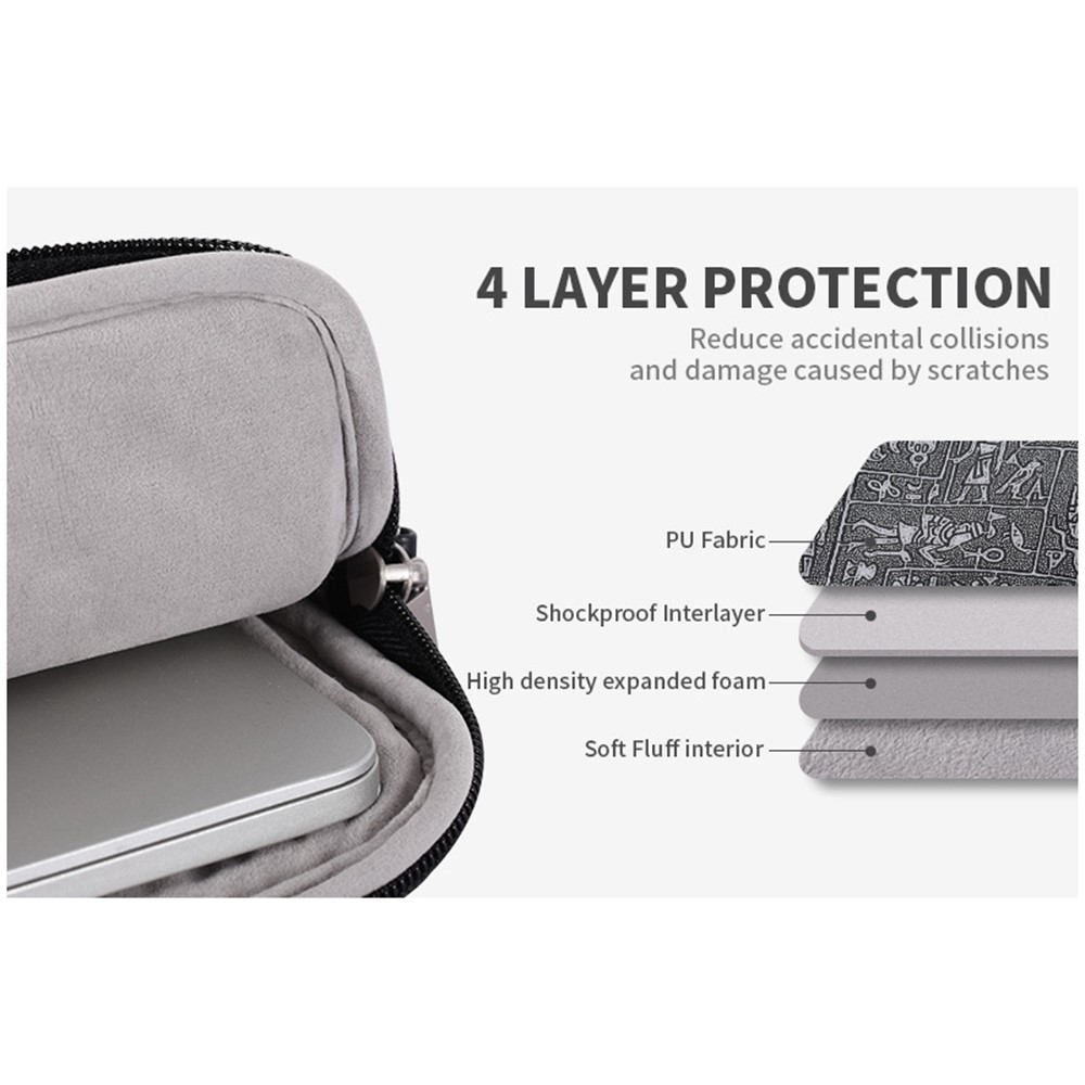 CANVASARTISAN L27-C22 15'' Notebook Computer Bag Egypt Style Pattern Printing Laptop Storage Case Shoulder Bag with Front Pocket - Black-6