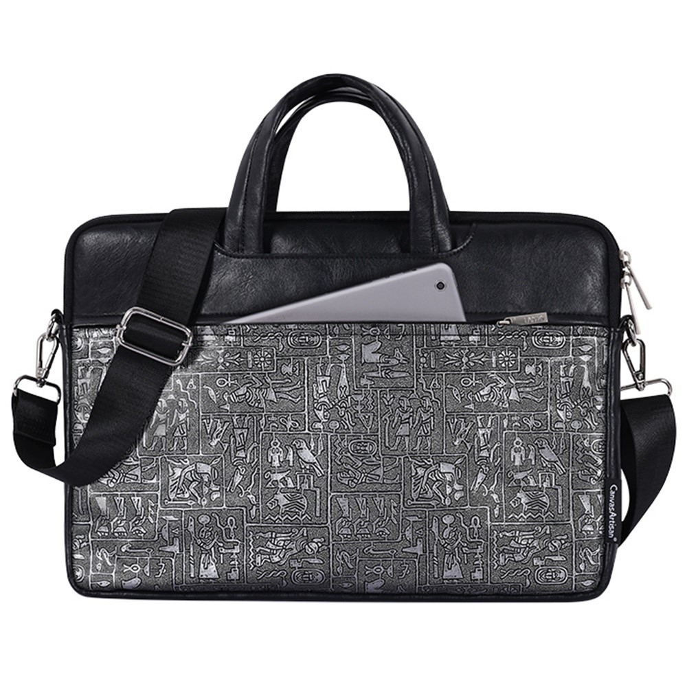 CANVASARTISAN L27-C22 14'' Notebook Handbag Egypt Style Pattern Printing Laptop Bag Shoulder Bag with Front Pocket - Black-2