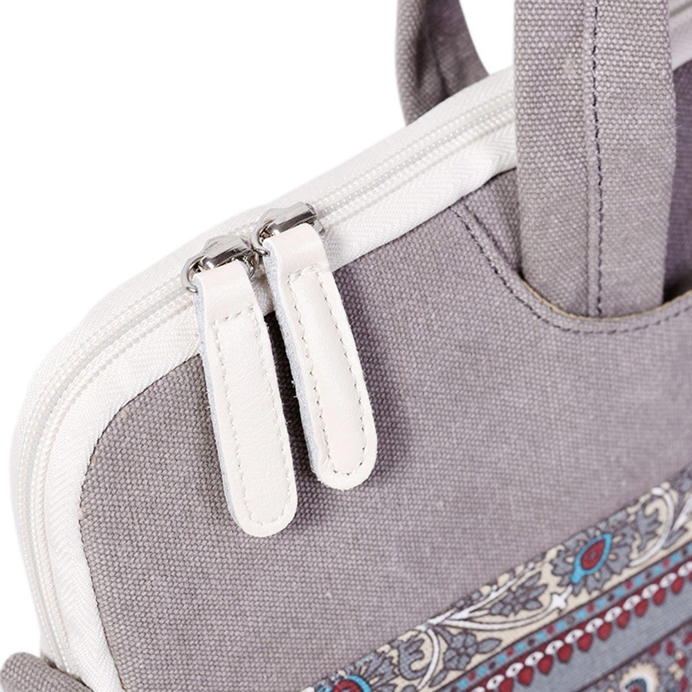 CANVASARTISAN T38-5 13-inch National Style Pattern Laptop Shoulder Bag Canvas Fabric Business Work Computer Case Sleeve with Shoulder Strap-8