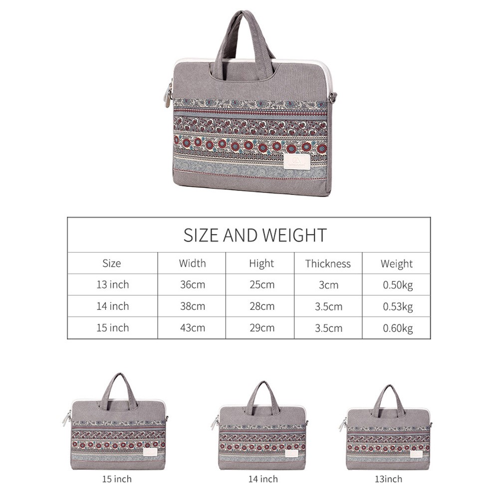 CANVASARTISAN T38-5 National Style Pattern 14-inch Laptop Computer Shoulder Messenger Bag Briefcase Travel Carrying Case with Shoulder Strap-13