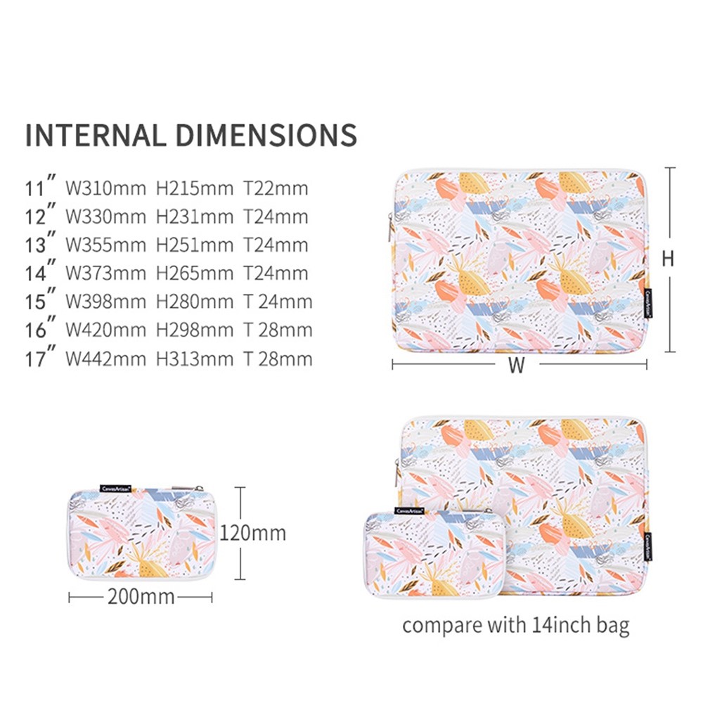 CANVASARTISAN G53-T0121 for 15-inch Notebook Stylish Patterned Laptop Zippered Protective Bag Waterproof PU Case Pouch Storage Organizer + Small Bag Set-11