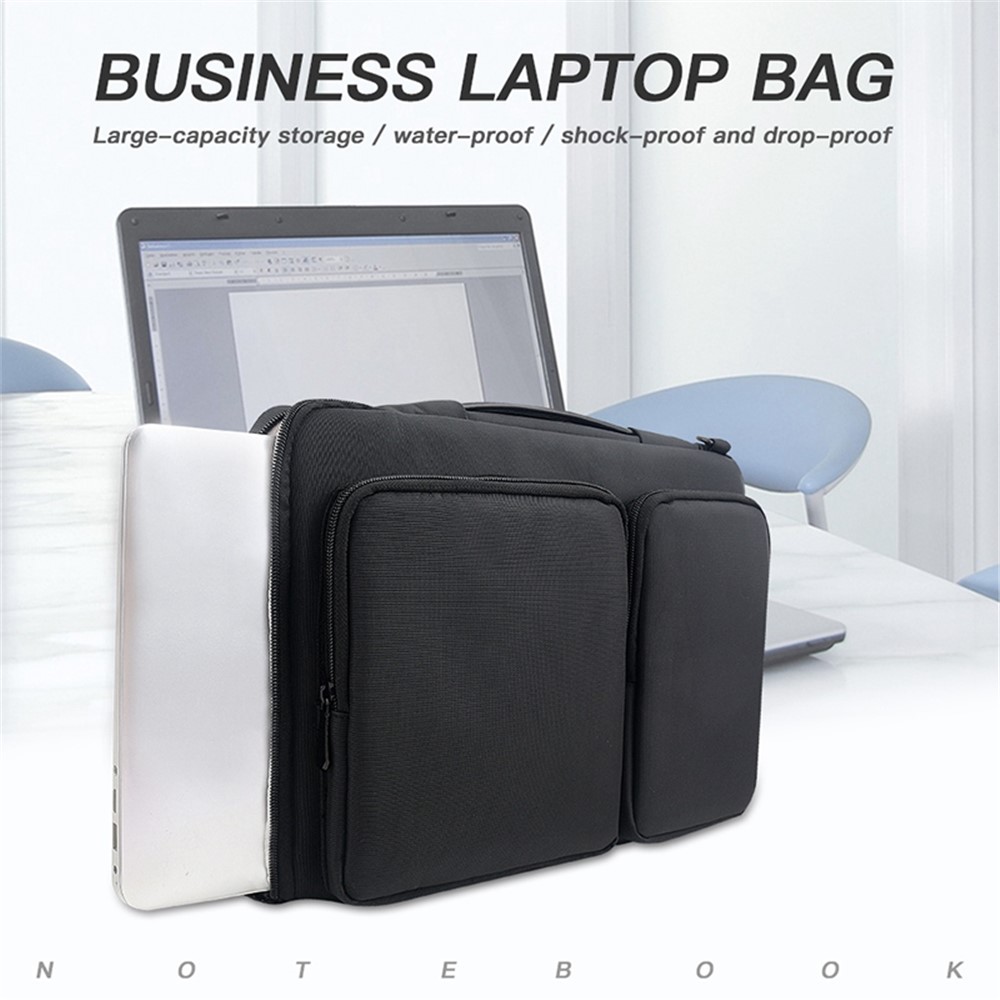 MA016 15-15.6 inch Large Notebook Computer Sleeve Simple Casual Design Comfortable Handle Strap Laptop Bag with Shoulder Strap - Black-2