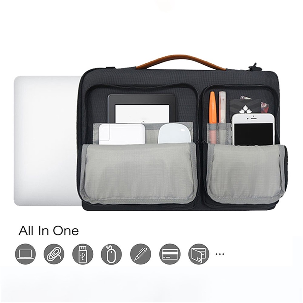 MA016 15-15.6 inch Large Notebook Computer Sleeve Simple Casual Design Comfortable Handle Strap Laptop Bag with Shoulder Strap - Black-3
