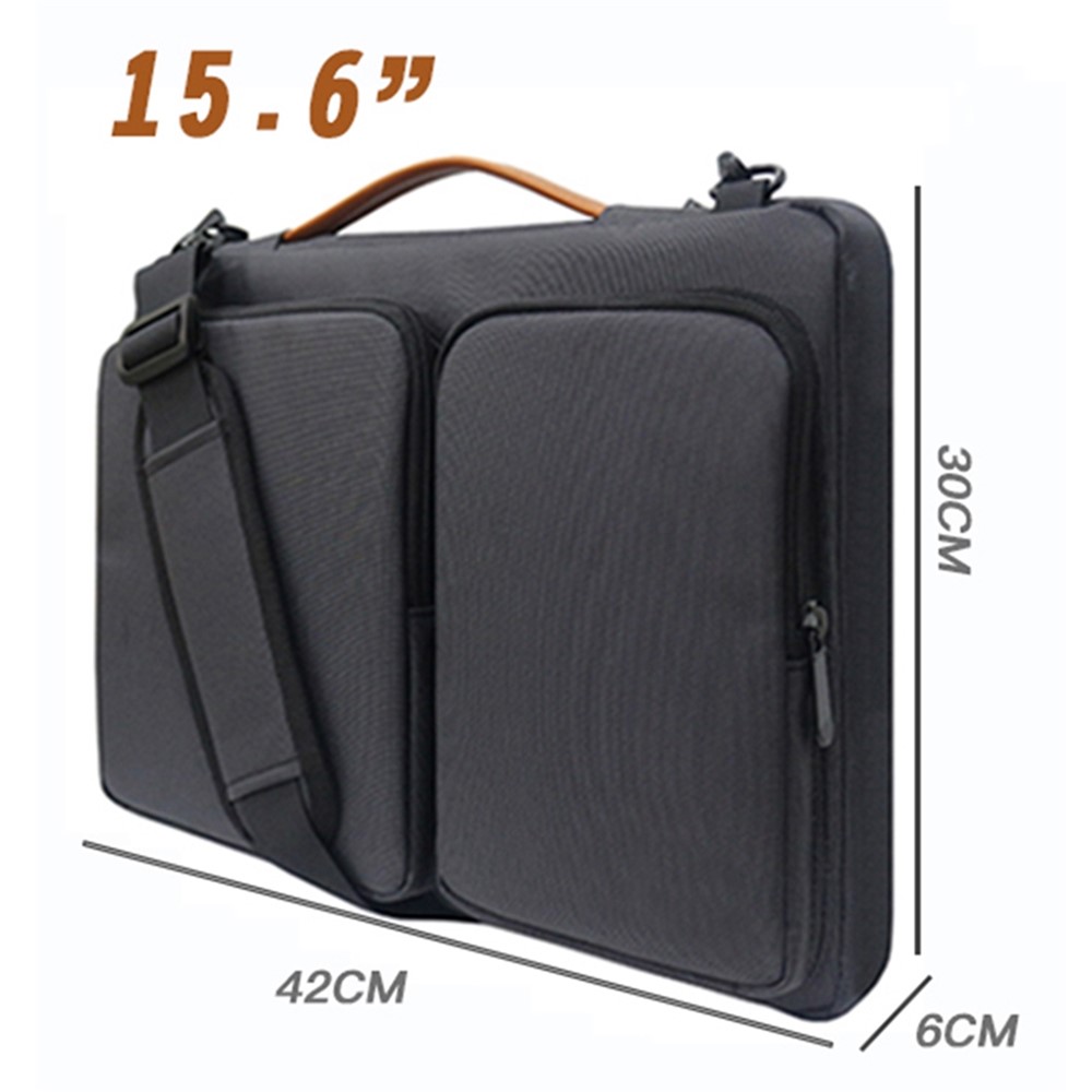MA016 15-15.6 inch Large Notebook Computer Sleeve Simple Casual Design Comfortable Handle Strap Laptop Bag with Shoulder Strap - Black-5