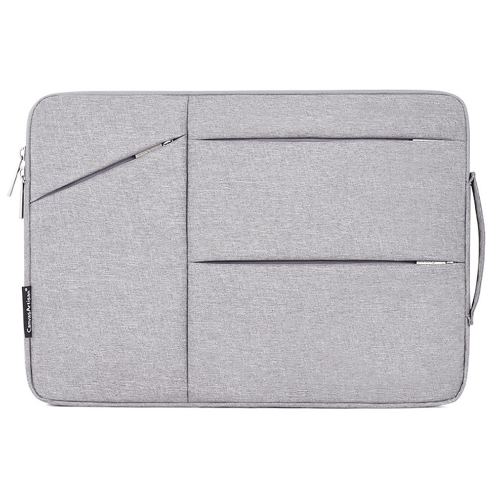 Canvasartisan L25-58 Notebook Handbag de 13 Pulgadas Manga Protectora de la Computadora Portátil Con Bolsillos Con Bolsillos - Gris Claro