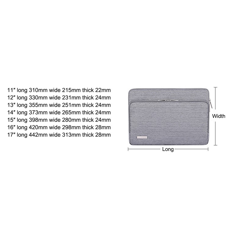 CANVASARTISAN L28-21 Business Style 12-inch Notebook Carrying Bag Waterproof Laptop Protective Sleeve - Light Grey-7