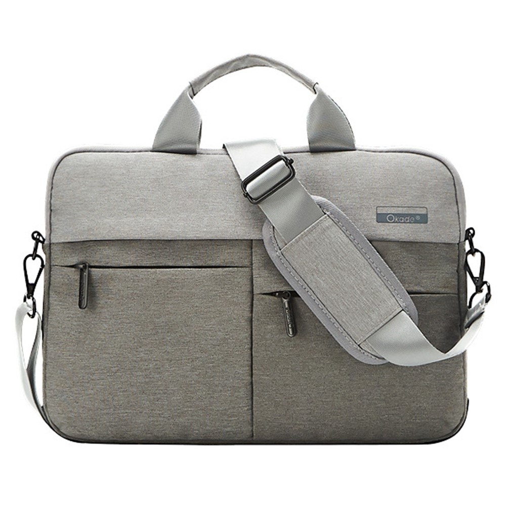 OKADE T54 Color Splicing 13.3inch Laptop Four Corners Anti-collision Design Notebook Handbag (with Shoulder Strap) - Grey-1