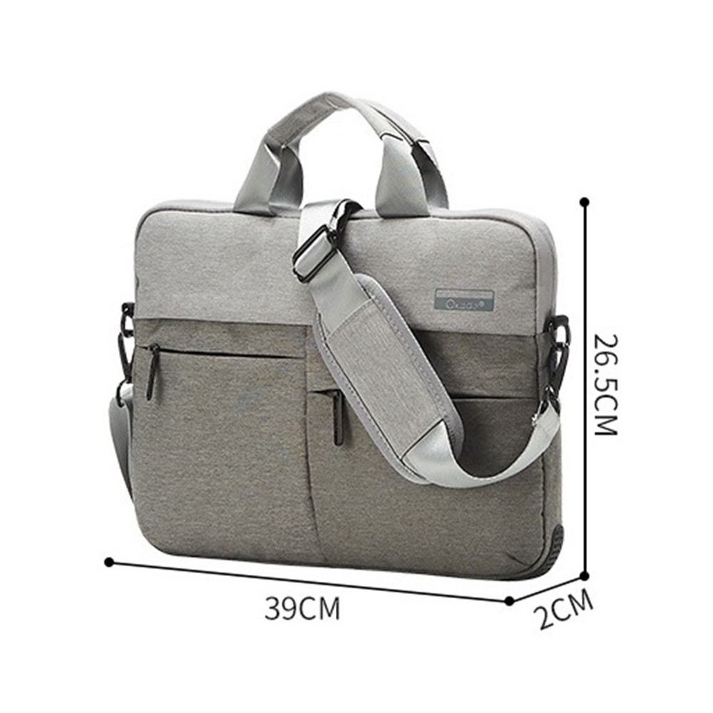 OKADE T54 Travel 15.4inch Laptop Shoulder Bag Color Splicing Four Corners Anti-collision Design Waterproof Notebook Handbag (with Shoulder Strap) - Grey-13